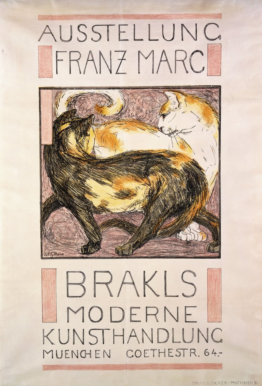 Twee katten, 1909-10 door Franz Marc