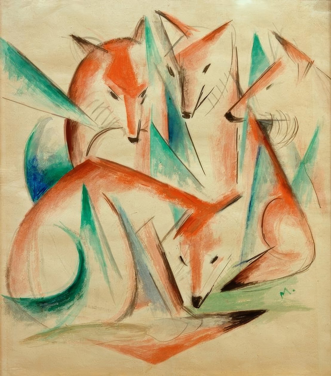 Vier vossen door Franz Marc