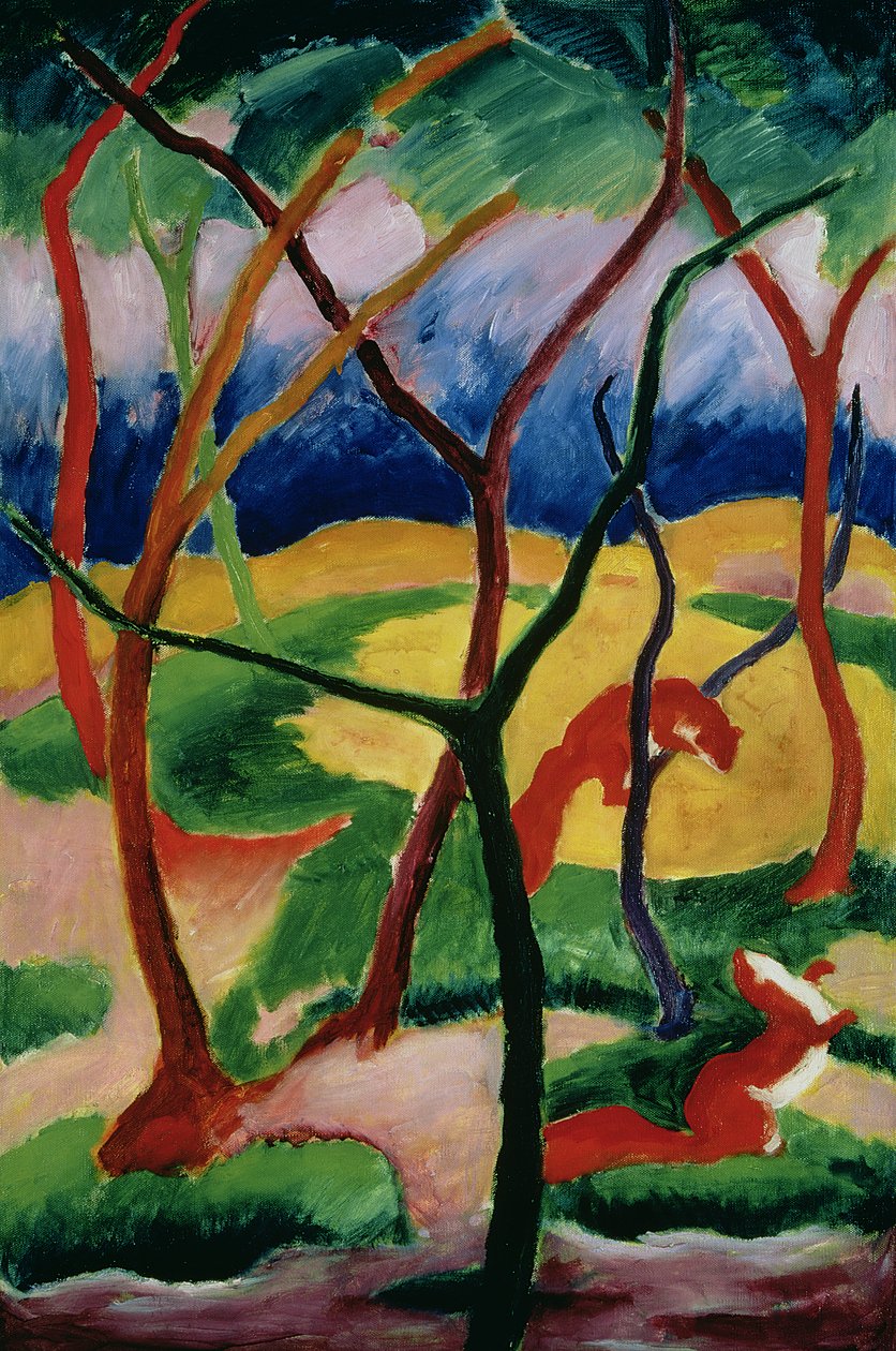 Spelende wezels, 1911 door Franz Marc