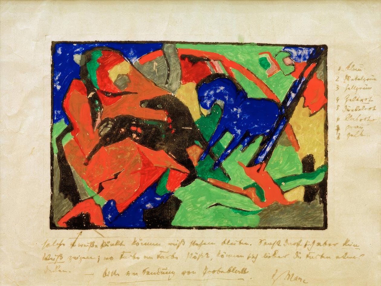 Twee paarden door Franz Marc