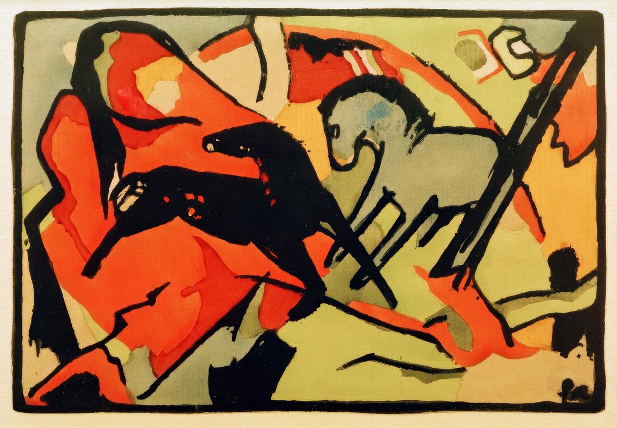 Twee paarden door Franz Marc