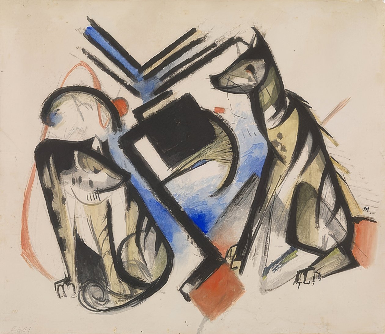 Twee wolven. 1913 door Franz Marc