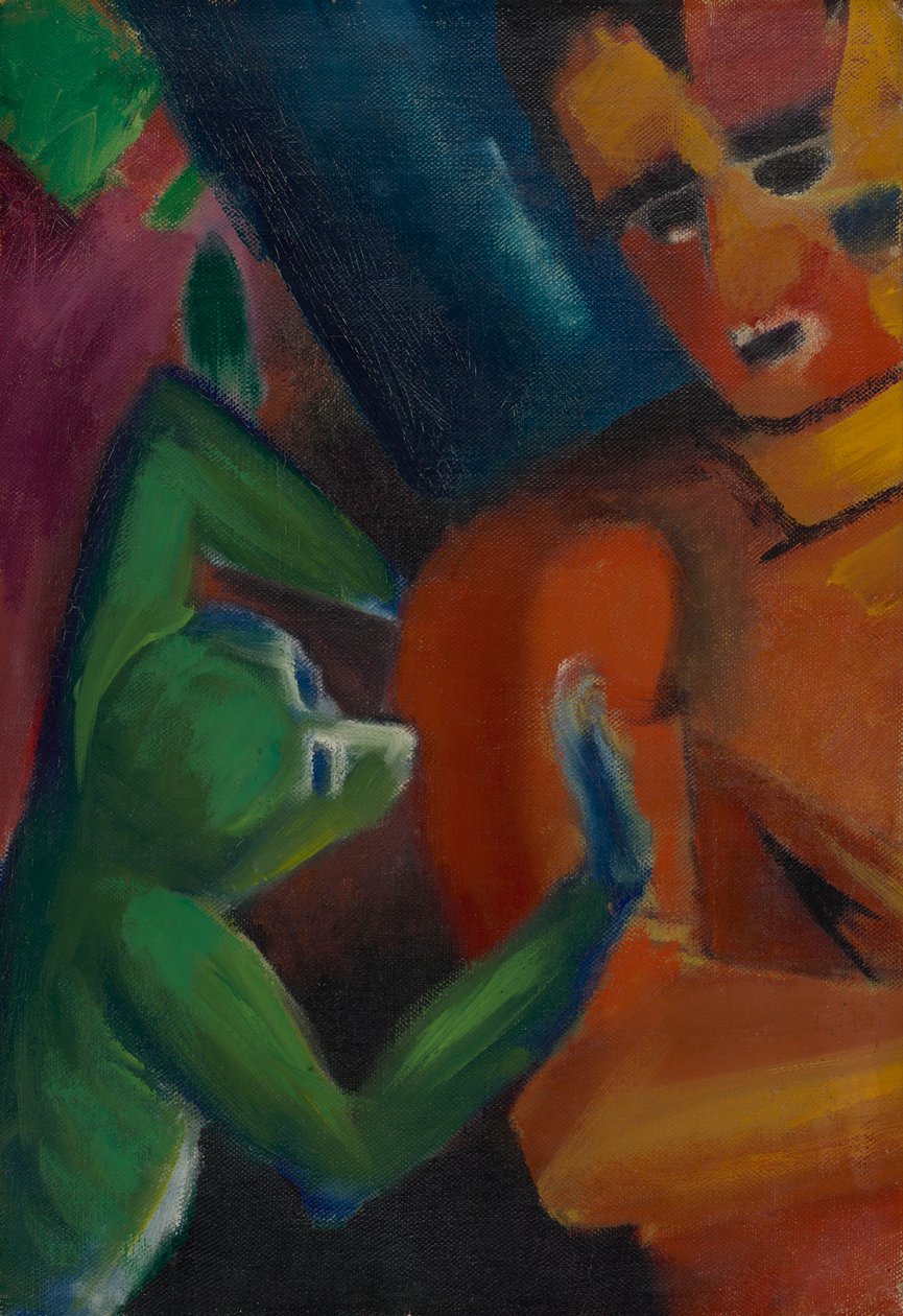 Aapje en mens door Franz Marc