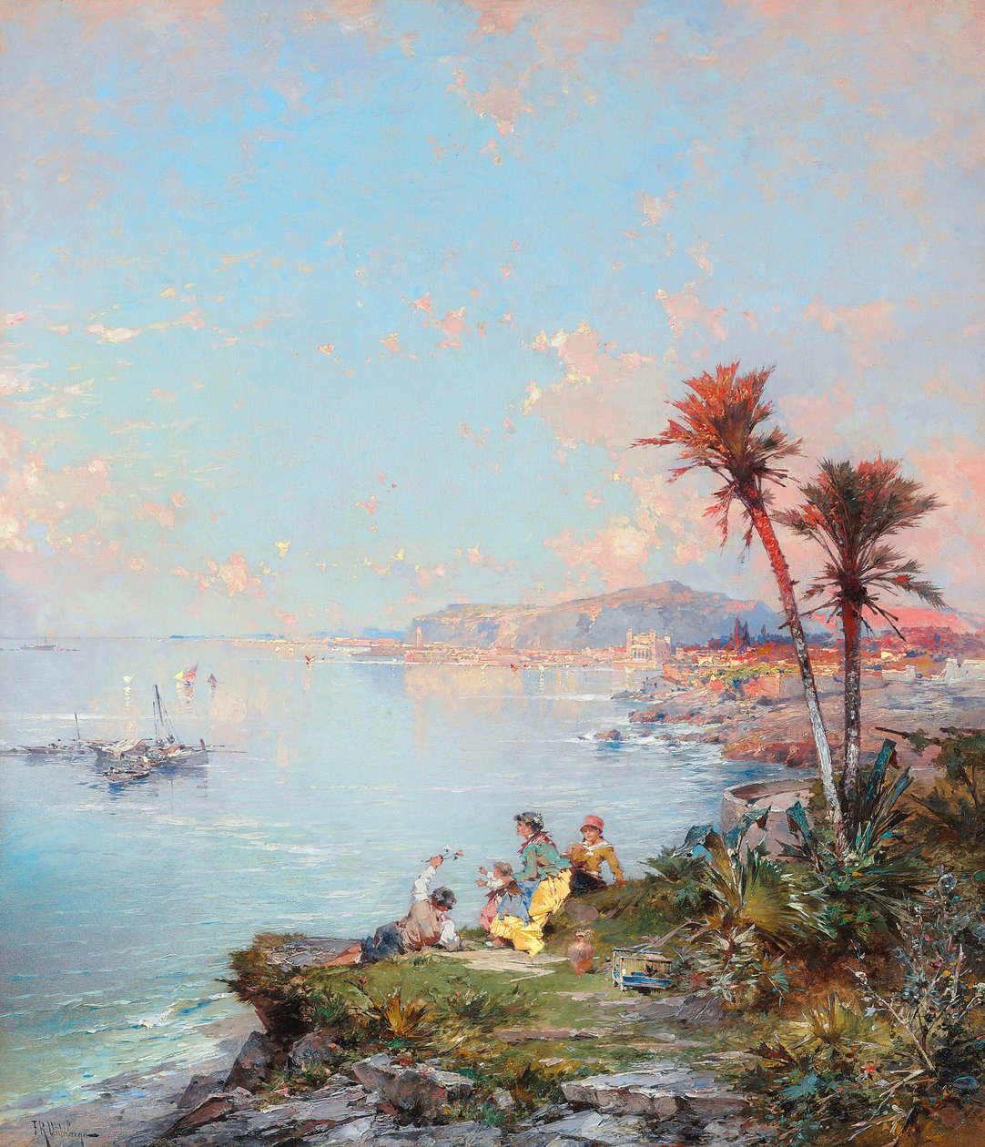 Een uitzicht op Monaco door Franz Richard Unterberger