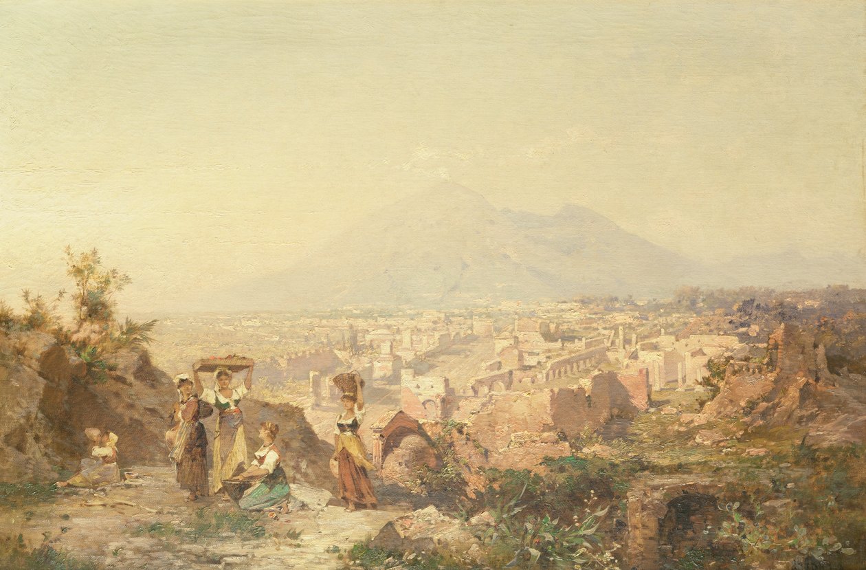 Een uitzicht op Pompeii door Franz Richard Unterberger