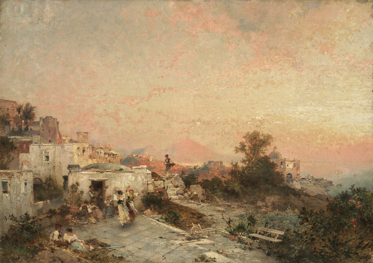 La Tarantella, Posilipo, Napels door Franz Richard Unterberger