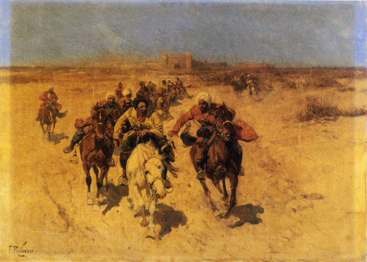 Arabieren te paard door Franz Roubard