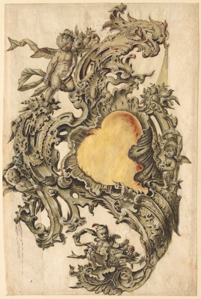 Cartouche met Putti door Franz Xaver Habermann