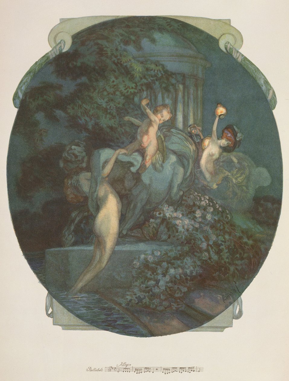 Centaur, nimfen en Cupido door Franz von Bayros (1866 1924)