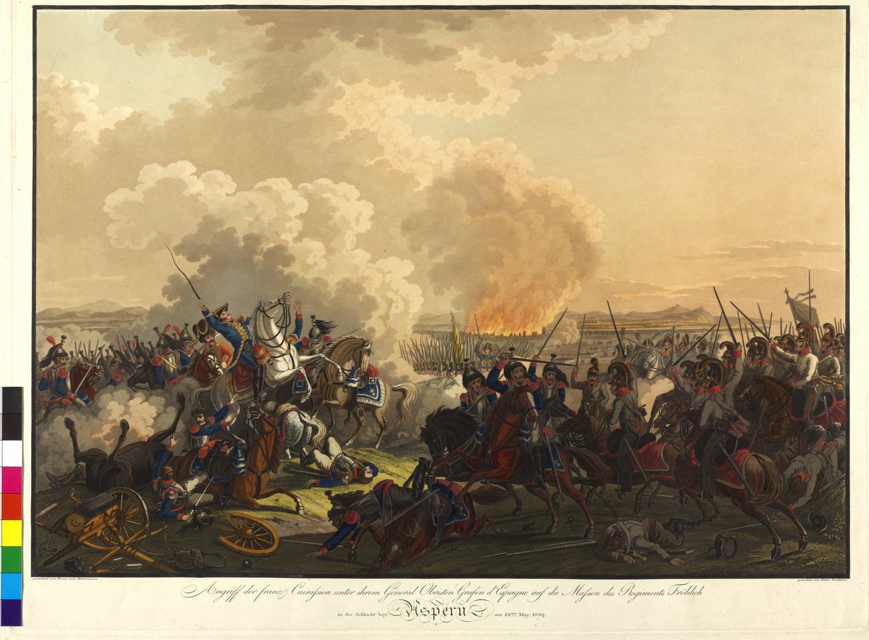 Slag bij Aspern 1809 door Franz von Habermann