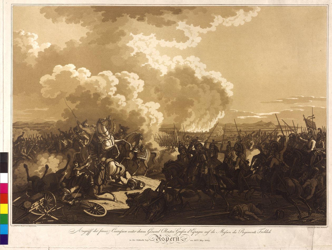 Slag bij Aspern 1809 door Franz von Habermann