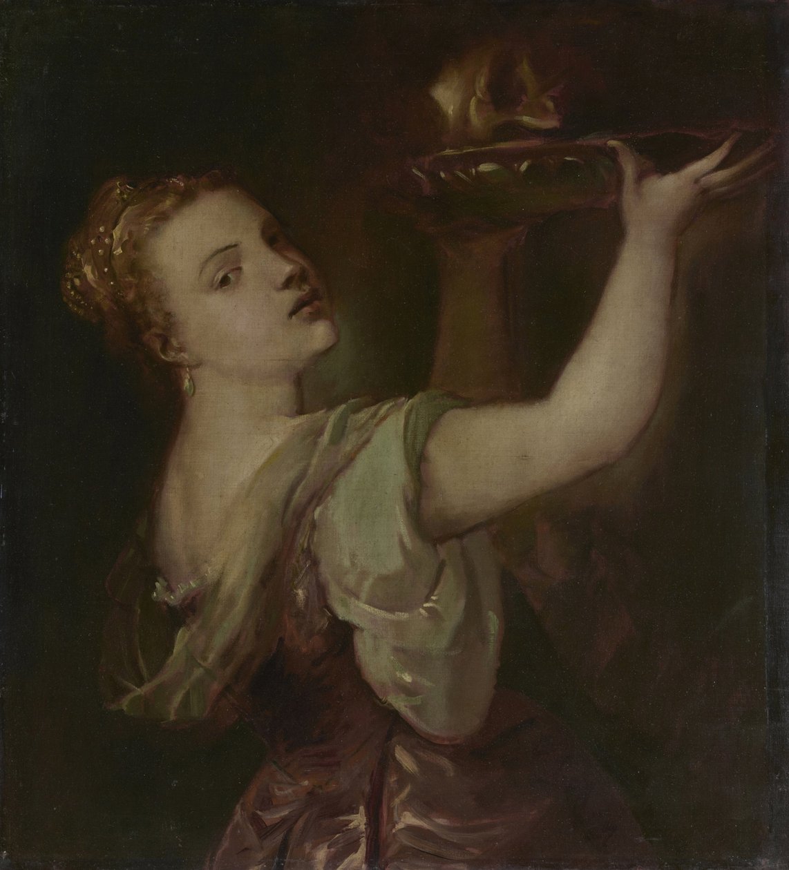 Kopie naar Titiaan: Lavinia als Salome door Franz von Lenbach