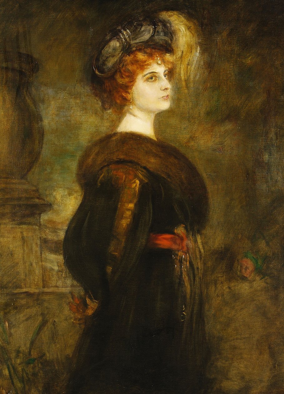 Portret van Lily Merk, rond 1902 door Franz von Lenbach