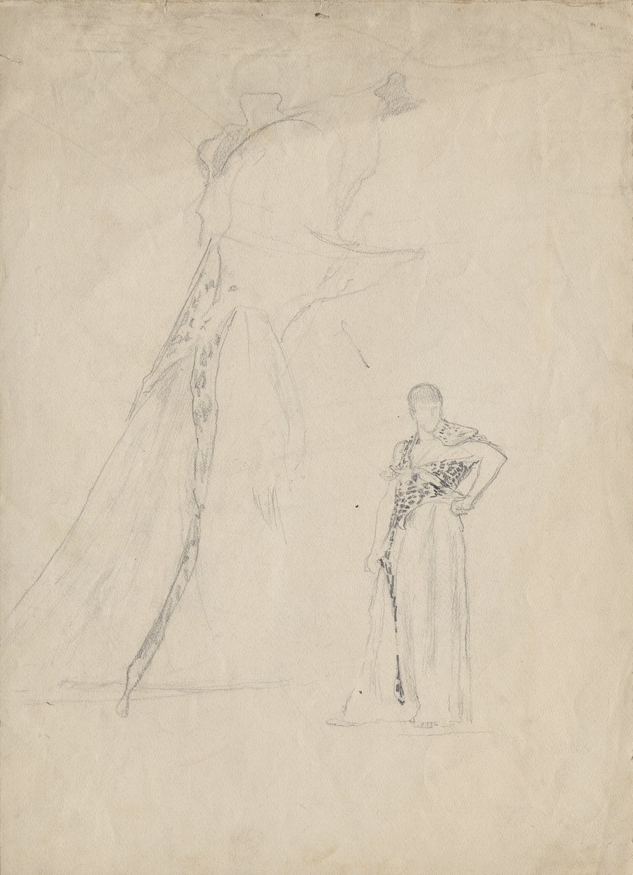 Draperiestudie met luipaardvel door Franz von Matsch