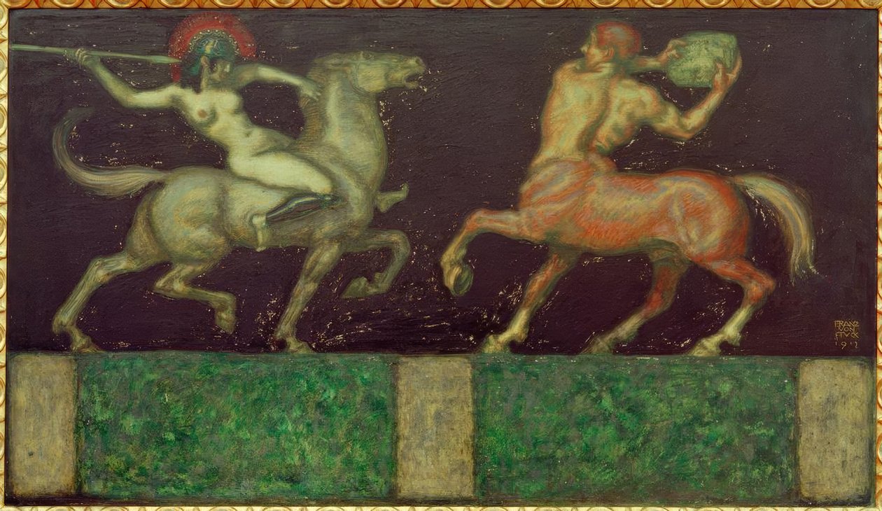 Amazone en centaur door Franz von Stuck