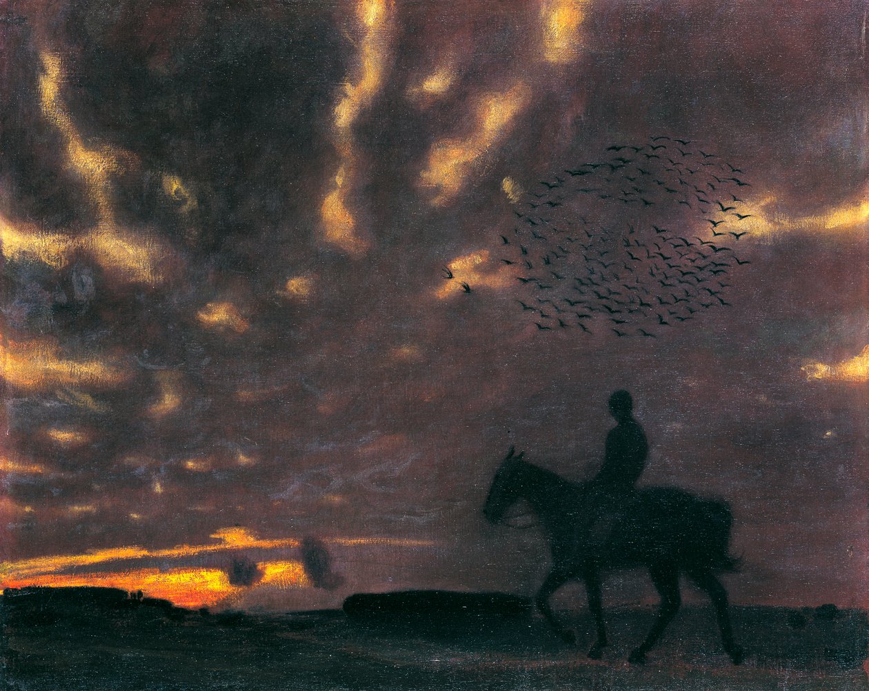 Herfstavond met Ruiter door Franz von Stuck