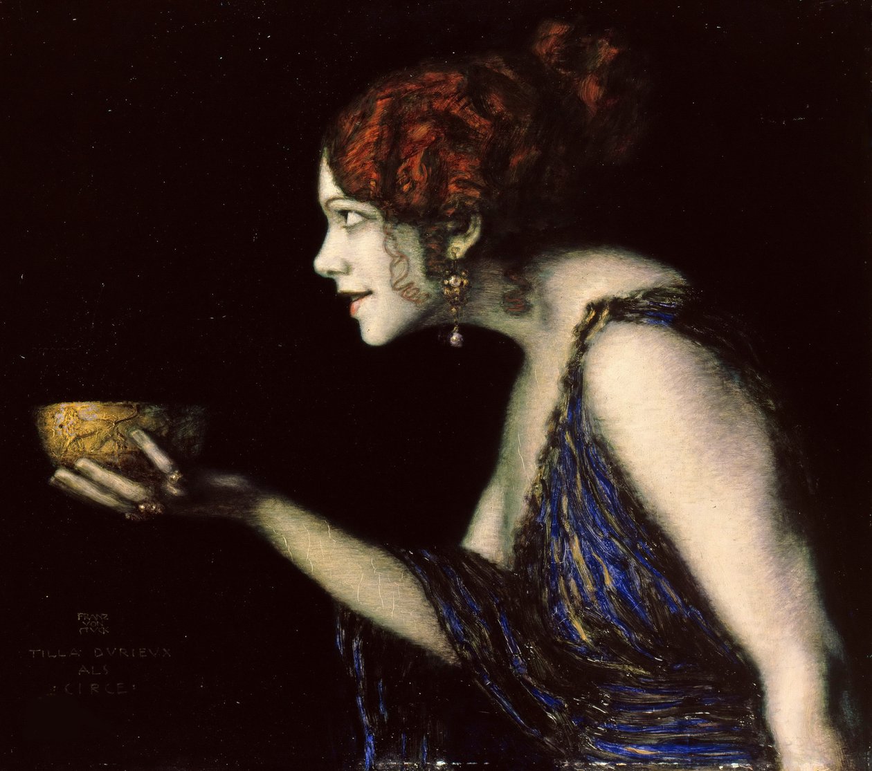 Tilla Durieux 1880-1971 als Circe, ca. 1913 door Franz von Stuck