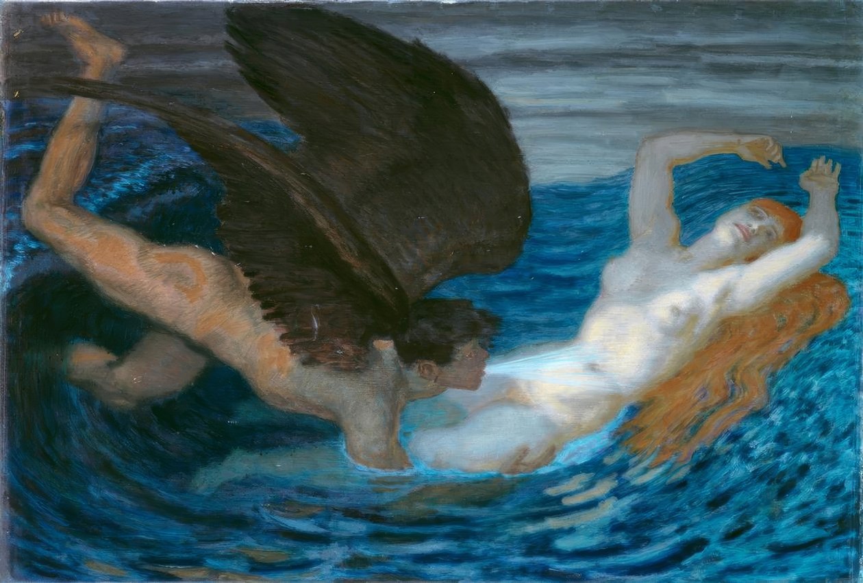 Wind en golf door Franz von Stuck