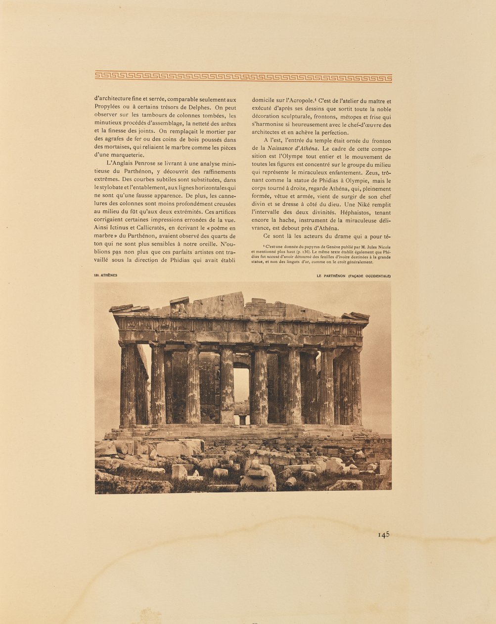Athene. Het Parthenon. Westelijke gevel door Frédéric Boissonnas