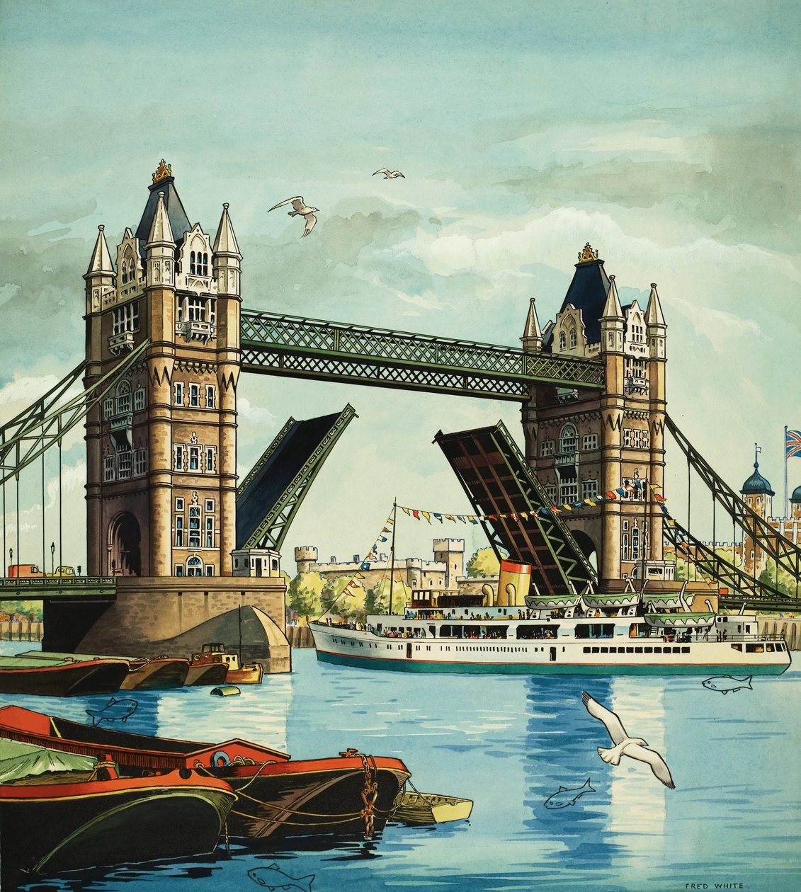 Tower Bridge, met verborgen vissen door Fred White