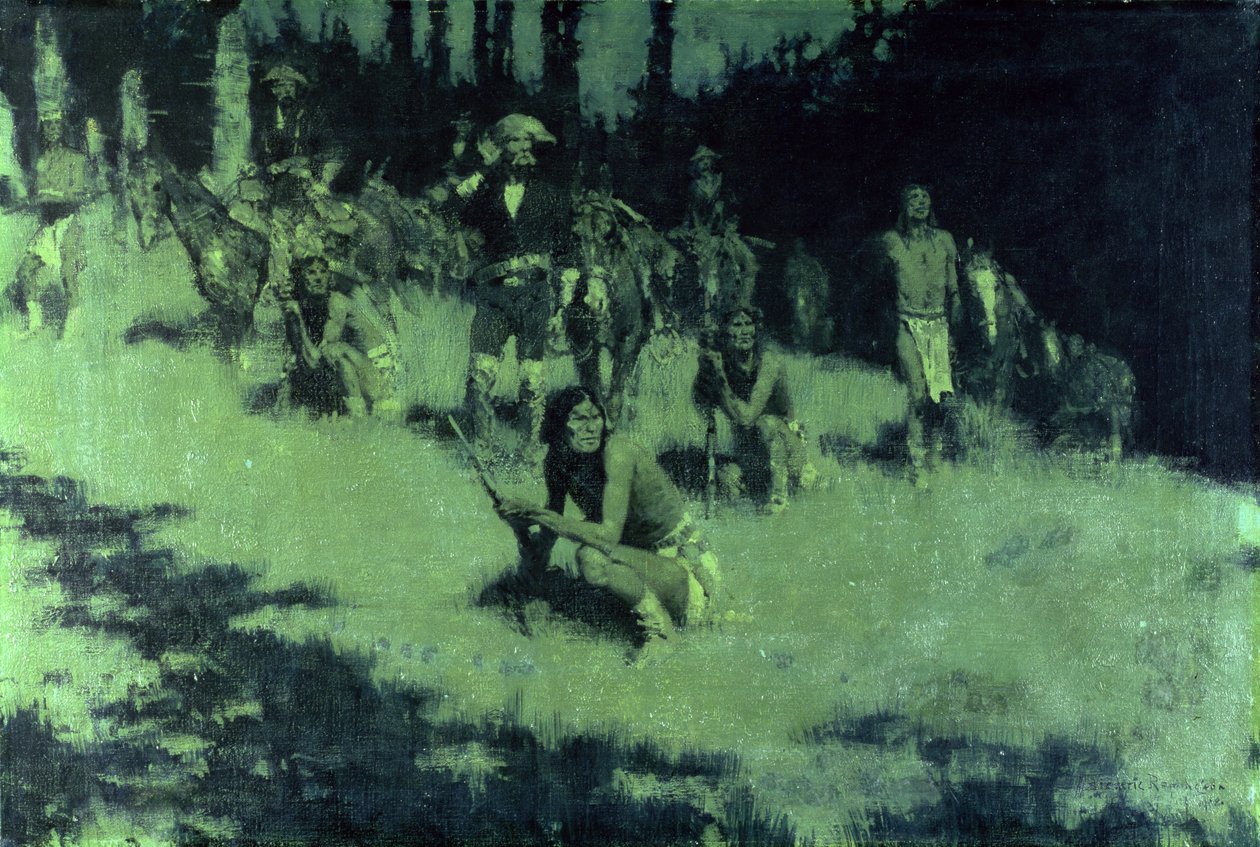 Apache-verkenners luisteren, 1908 door Frederic Remington