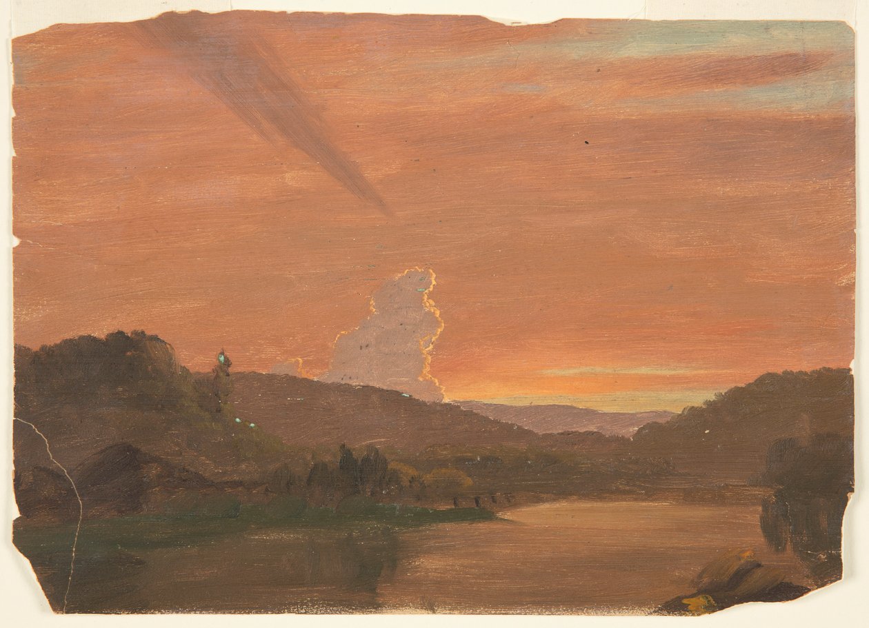 Wolkstudie bij zonsondergang door Frederic Edwin Church
