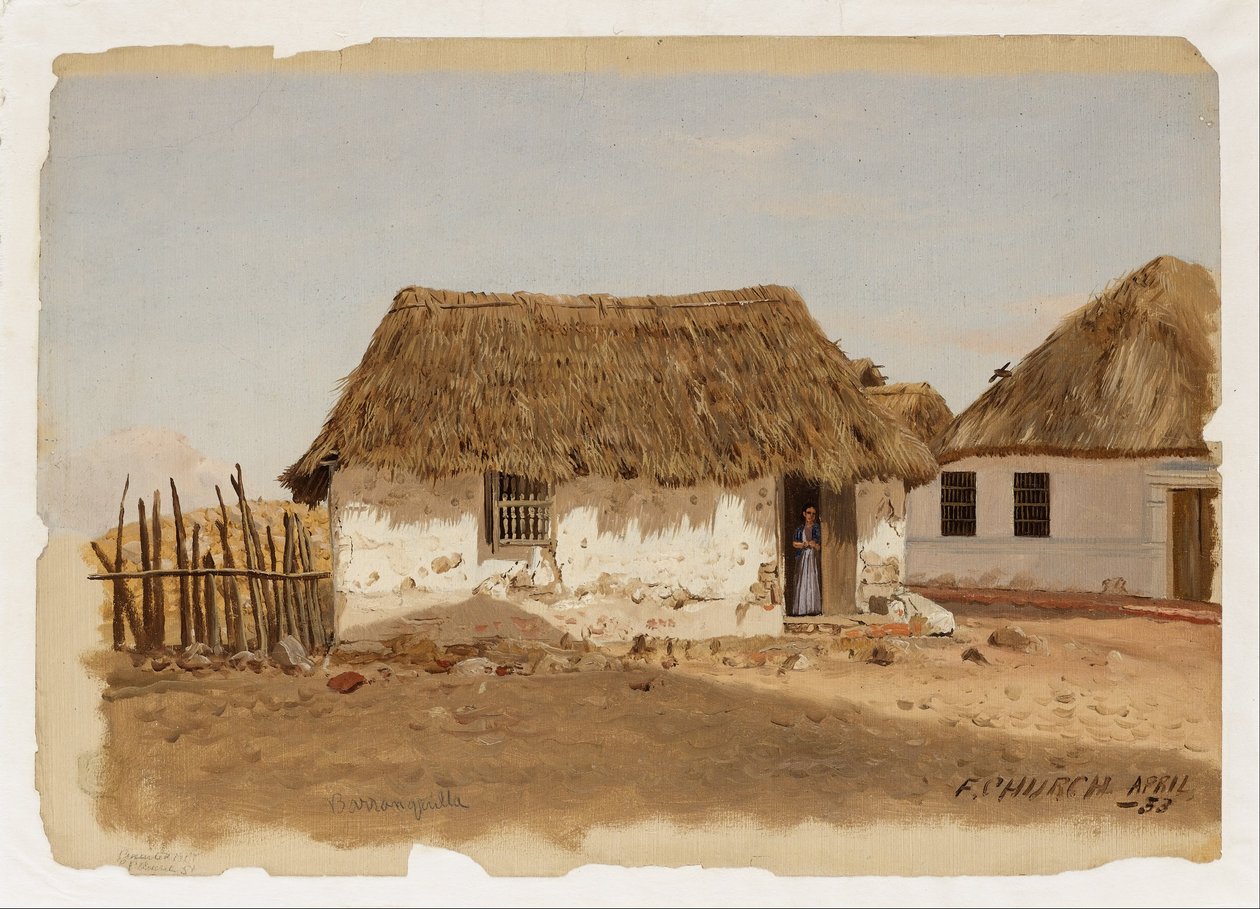 Colombia, Barranquilla, Twee huizen door Frederic Edwin Church