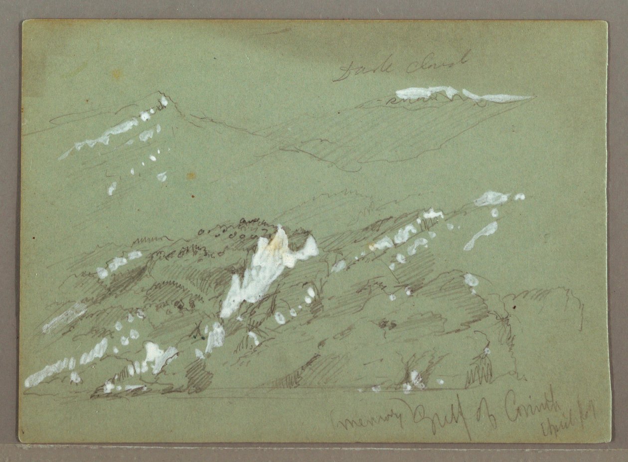Tekening, Cephalonia, Griekenland, april 1869 door Frederic Edwin Church