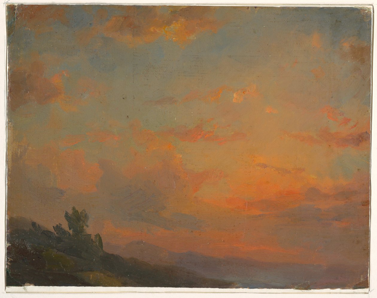 Tekening, Wolkenstudie, zonsondergang, 1850-60 door Frederic Edwin Church
