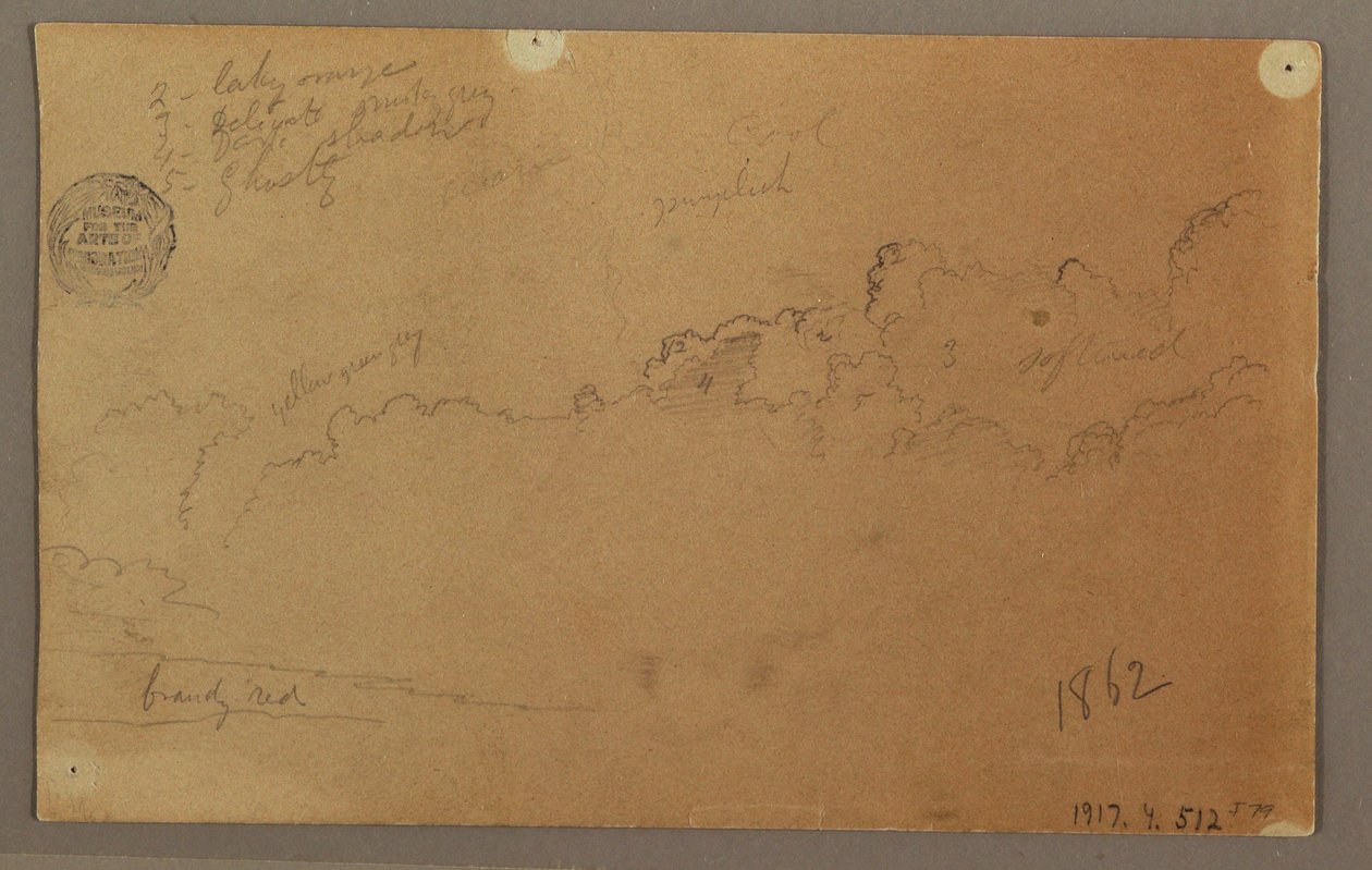 Tekening, Bewolkte lucht, 1863 door Frederic Edwin Church