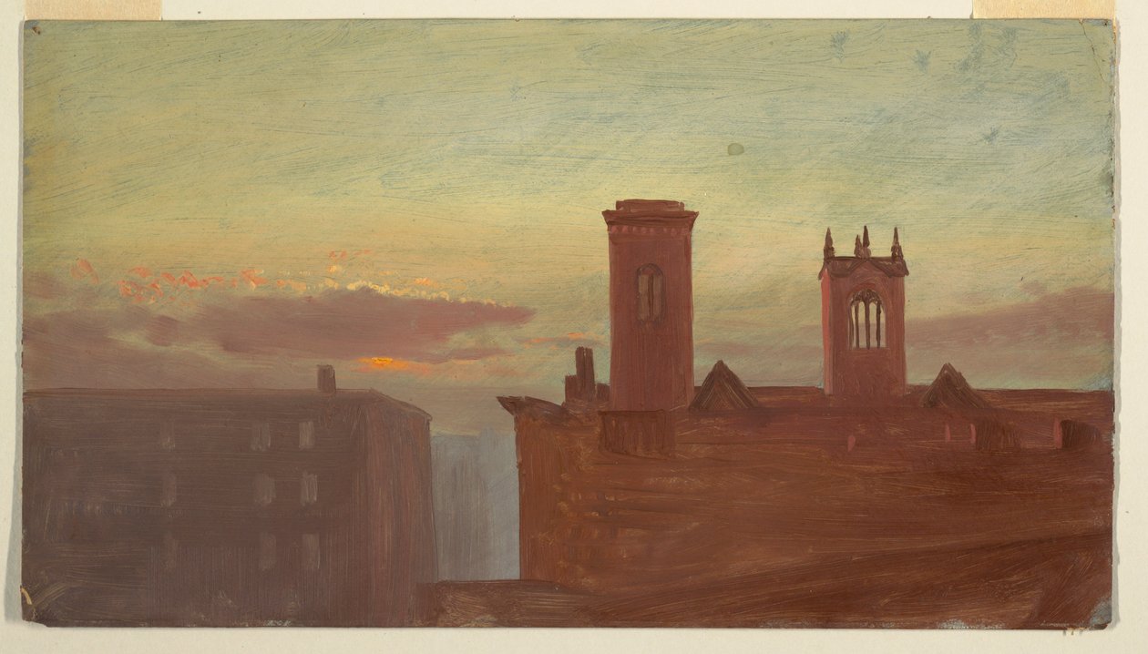 Tekening, Housetops/Hudson, ca. 1867 door Frederic Edwin Church