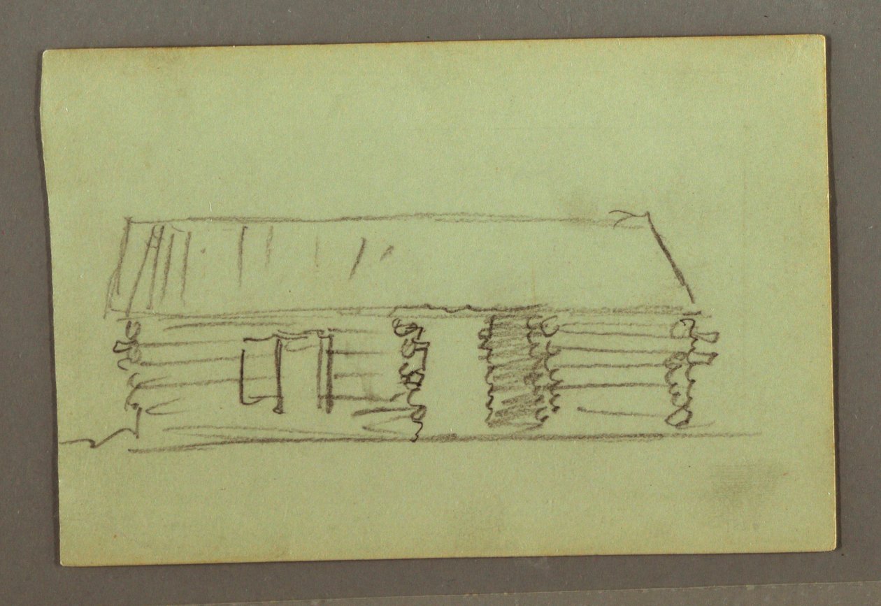 Tekening, blokhut, mogelijk 1856 door Frederic Edwin Church