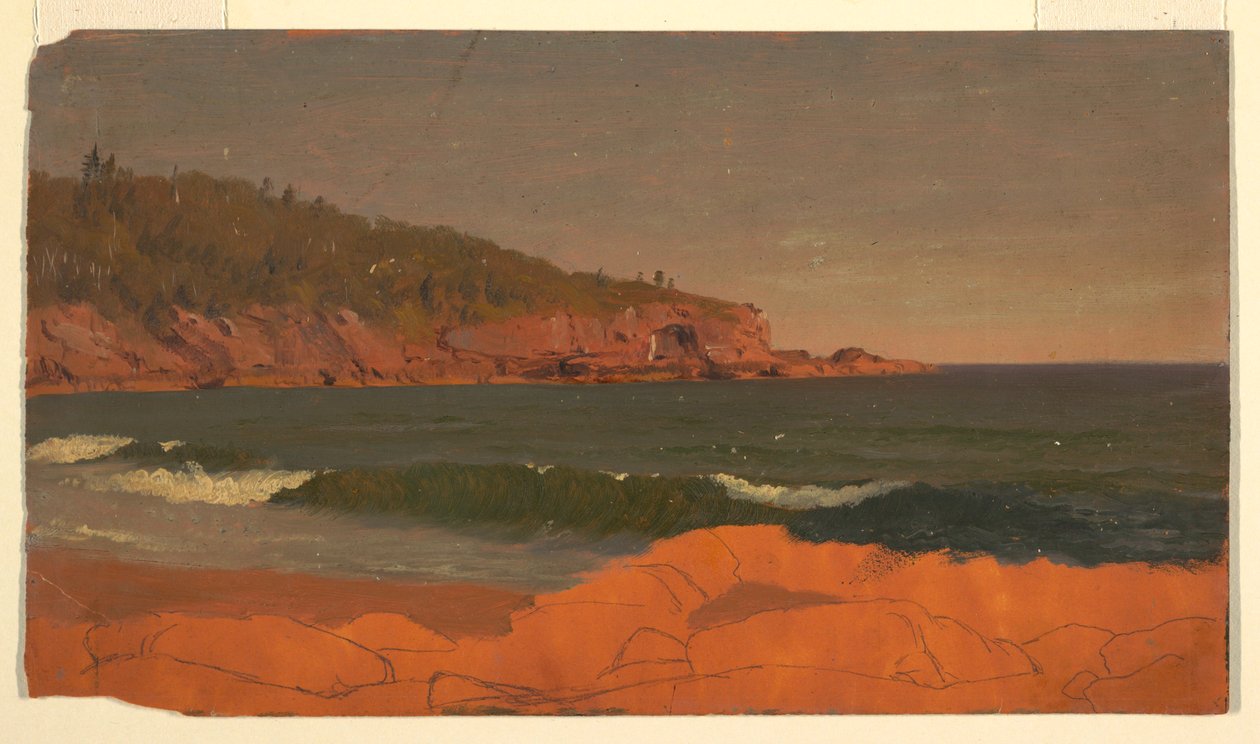 Tekening, Kust van Maine, ca. 1850 door Frederic Edwin Church