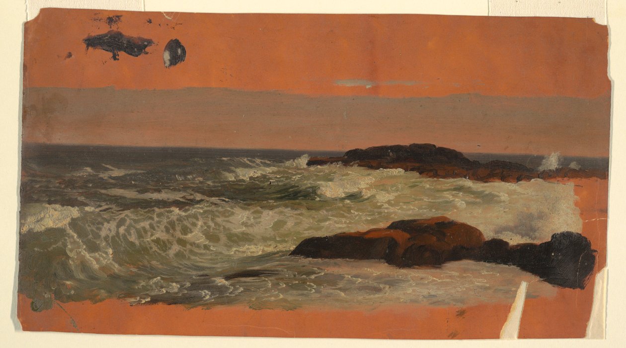 Tekening, Maine kust, branding, ca. 1850 door Frederic Edwin Church