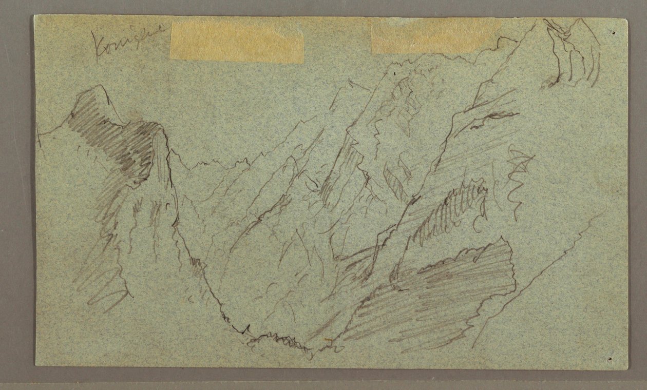 Tekening, Bergvallei, mogelijk 1868 door Frederic Edwin Church