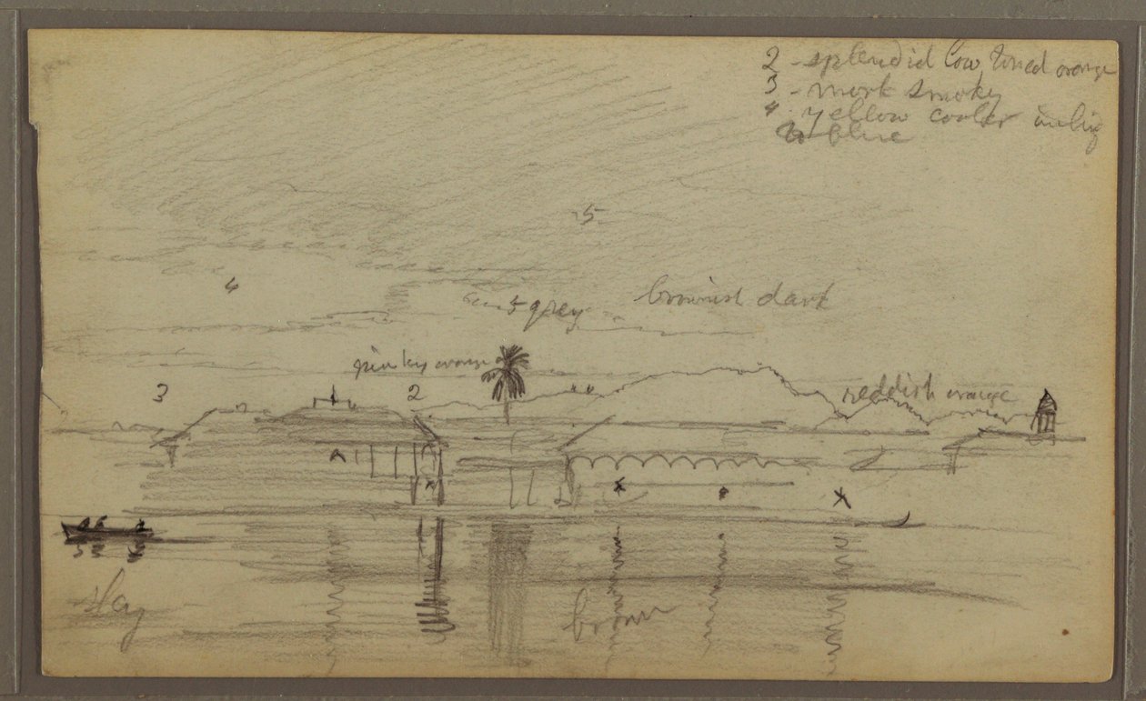 Tekening, Rivierlandschap, 1857 door Frederic Edwin Church