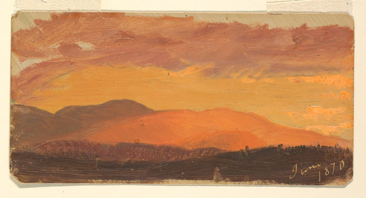 Tekening, Zonsondergang, Hudson-vallei, juni 1870 door Frederic Edwin Church