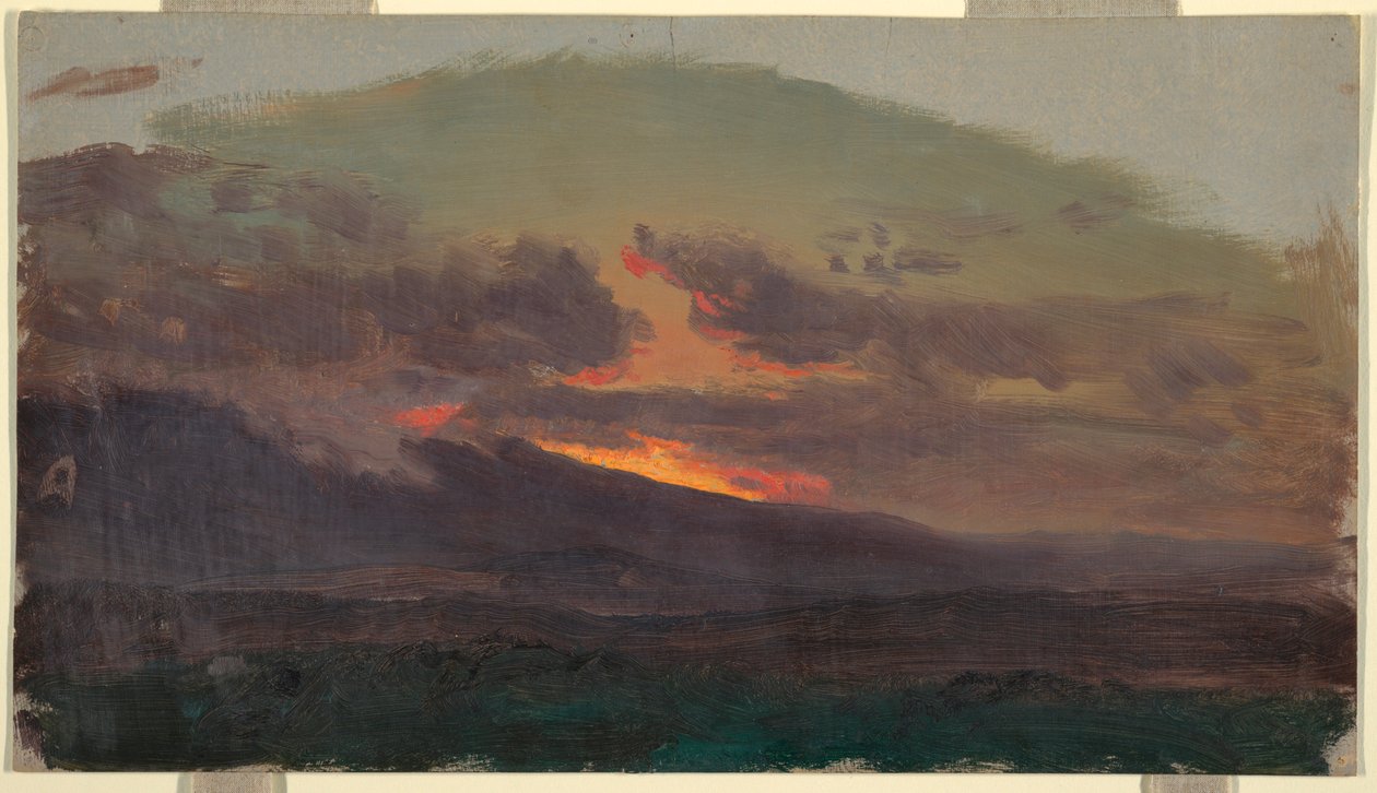 Tekening, Zonsondergang over de Catskills, 1870-80 door Frederic Edwin Church