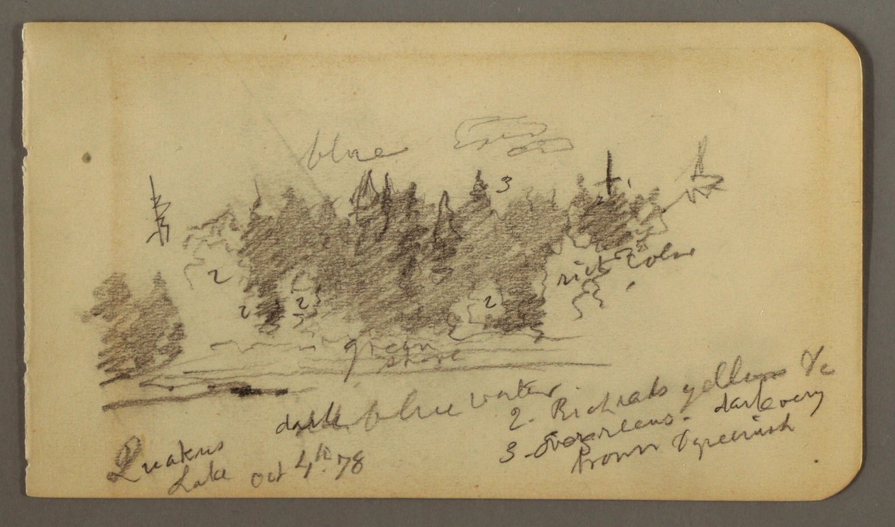 Tekening, Bosachtige oever, 1878 door Frederic Edwin Church