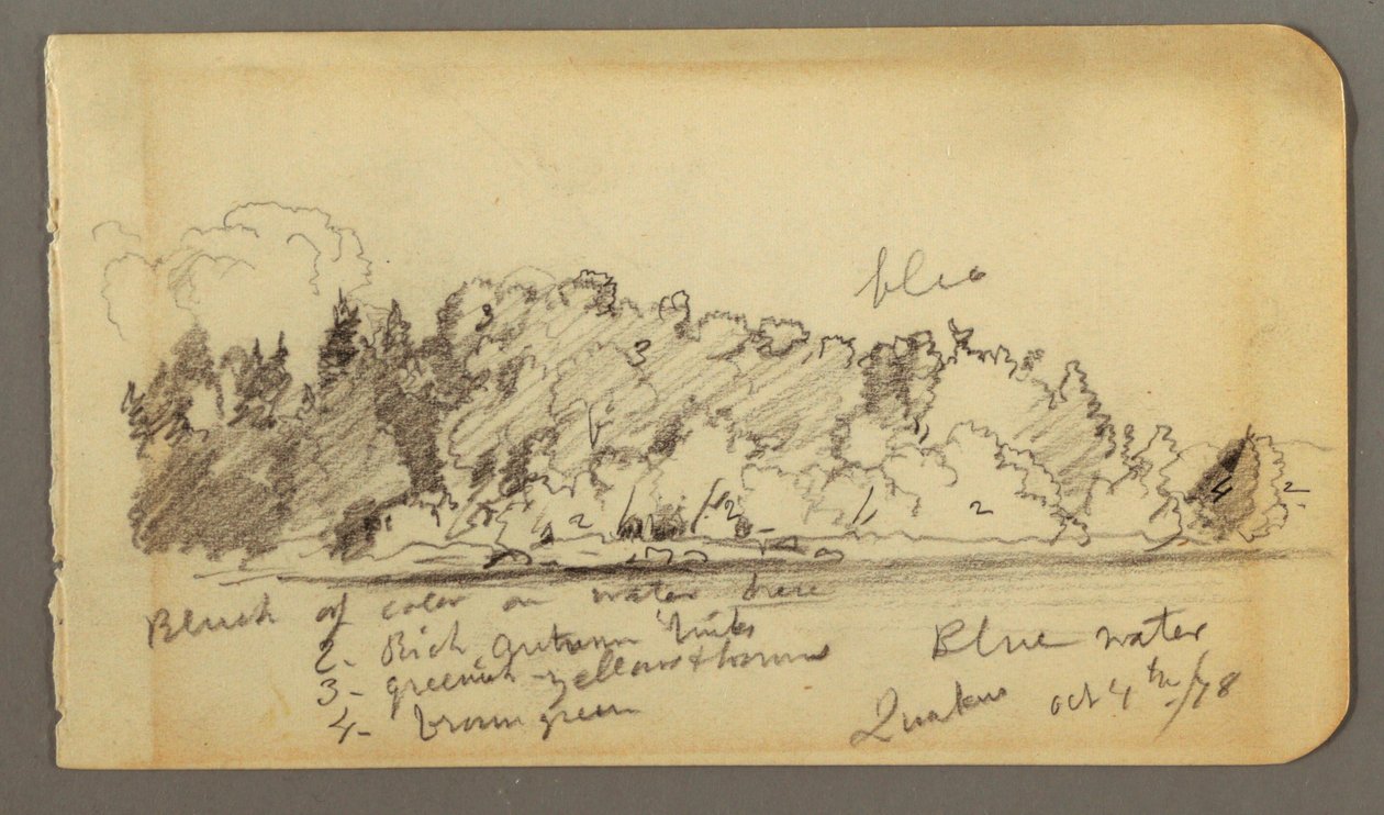 Tekening, Bosoever, water, 1878 door Frederic Edwin Church