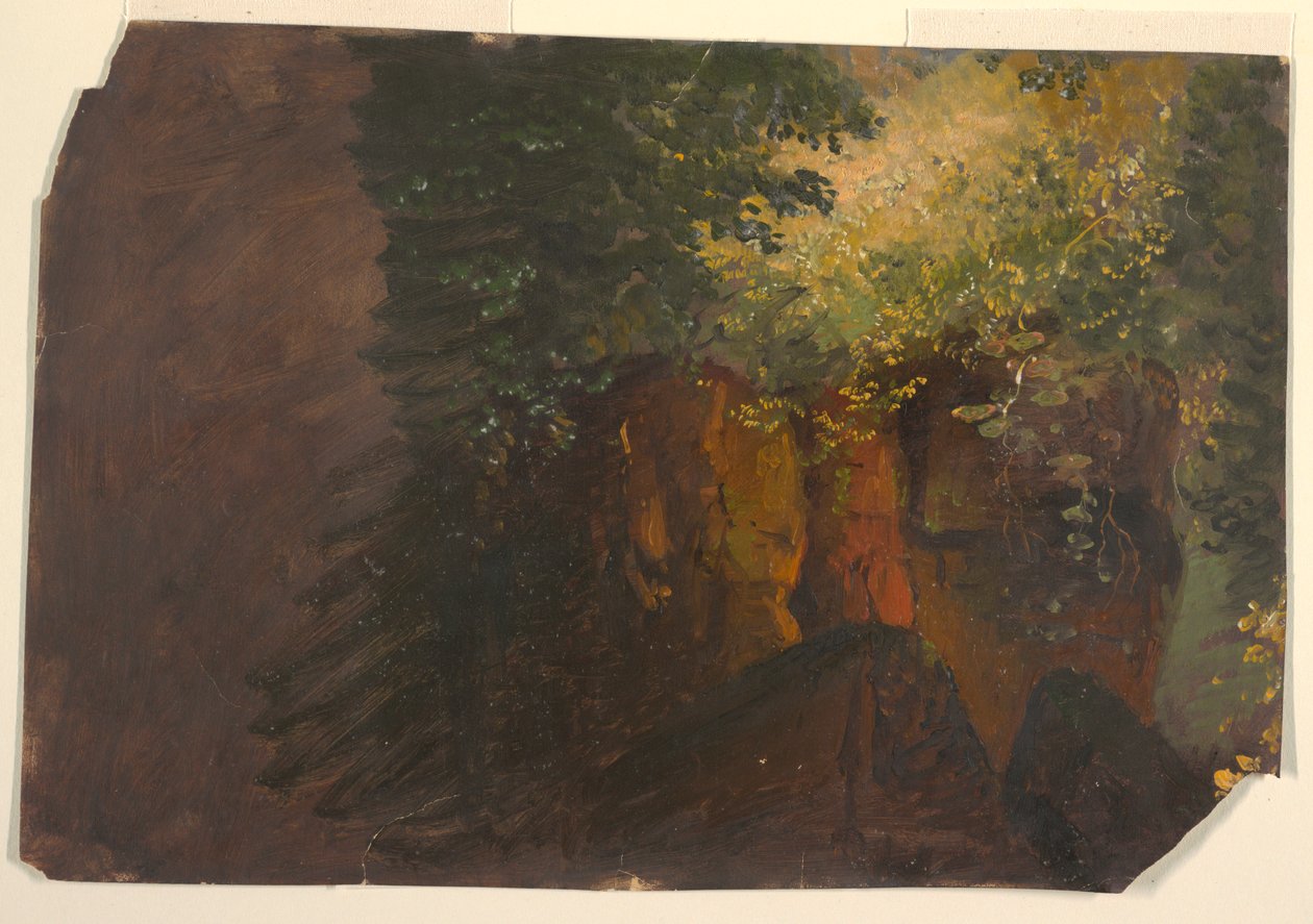 Tekening, Boslandschap met rotsen, 1860-70 door Frederic Edwin Church
