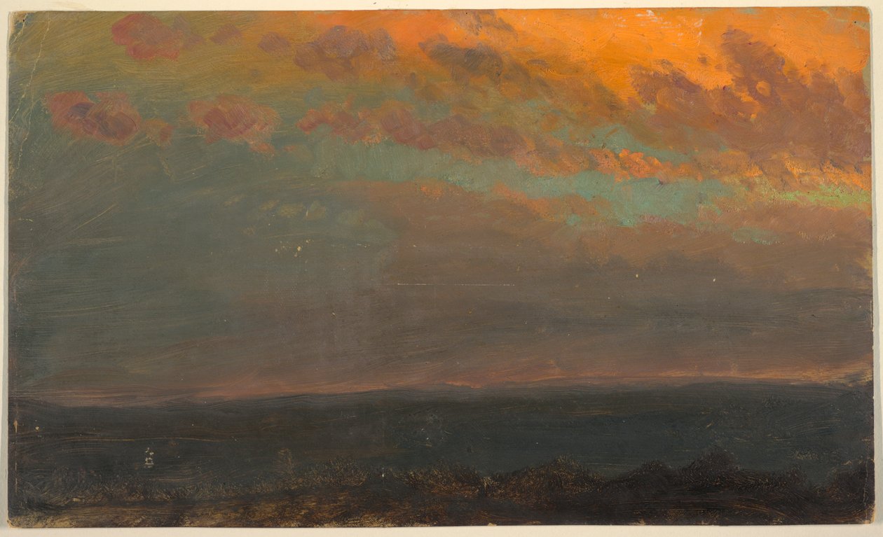 Hudson Valley bij Zonsondergang door Frederic Edwin Church