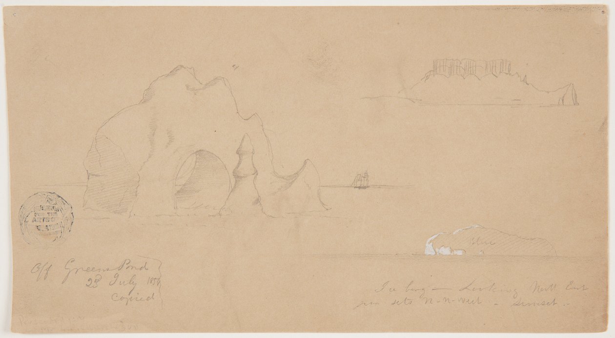 Schetsen van IJsbergen, bij Greenspond, Newfoundland door Frederic Edwin Church