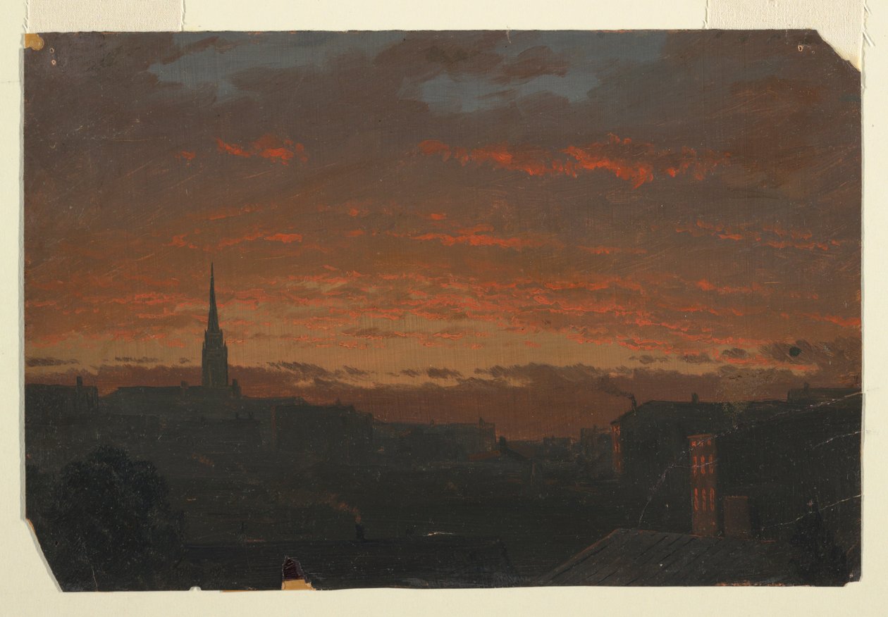 Zonsondergang bij Hudson, New York door Frederic Edwin Church