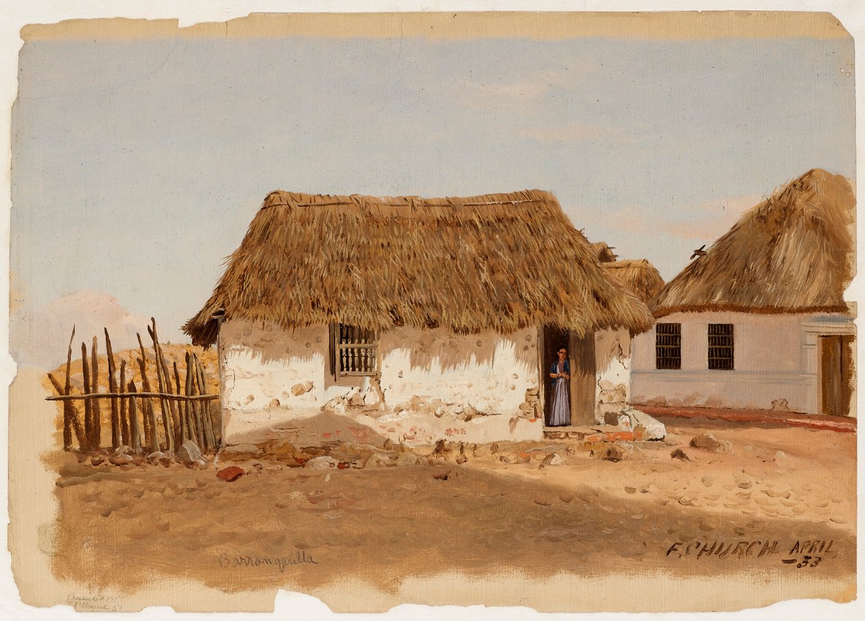 Twee huizen in Barranquilla, Colombia door Frederic Edwin Church