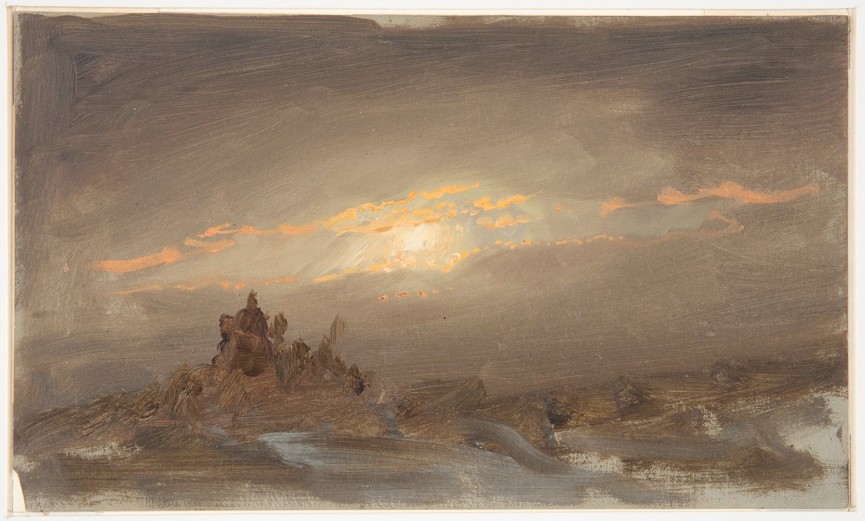 Winterlandschap bij maanlicht door Frederic Edwin Church