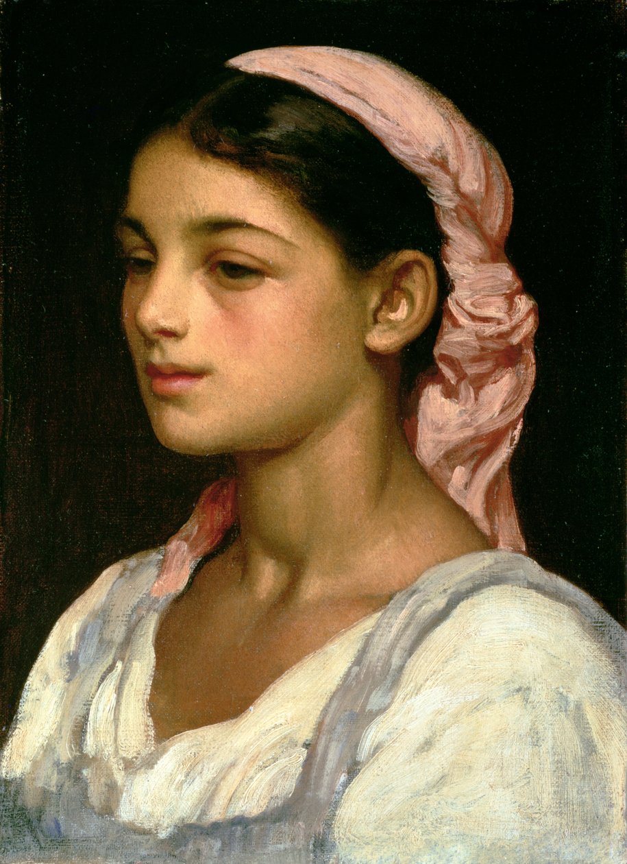 Hoofd van een Italiaans meisje door Frederic Leighton