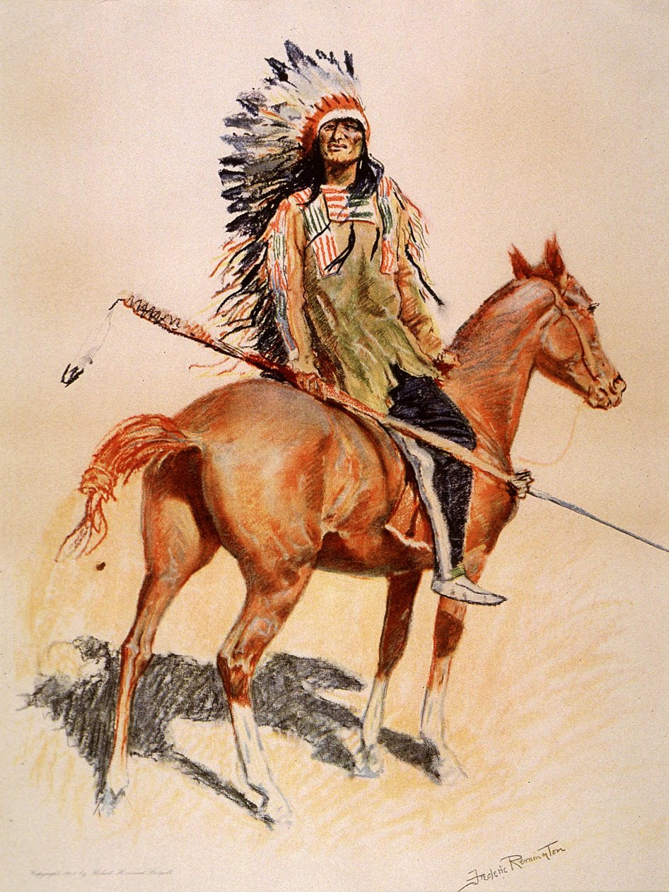 Een Siouxopperhoofd door Frederic Remington