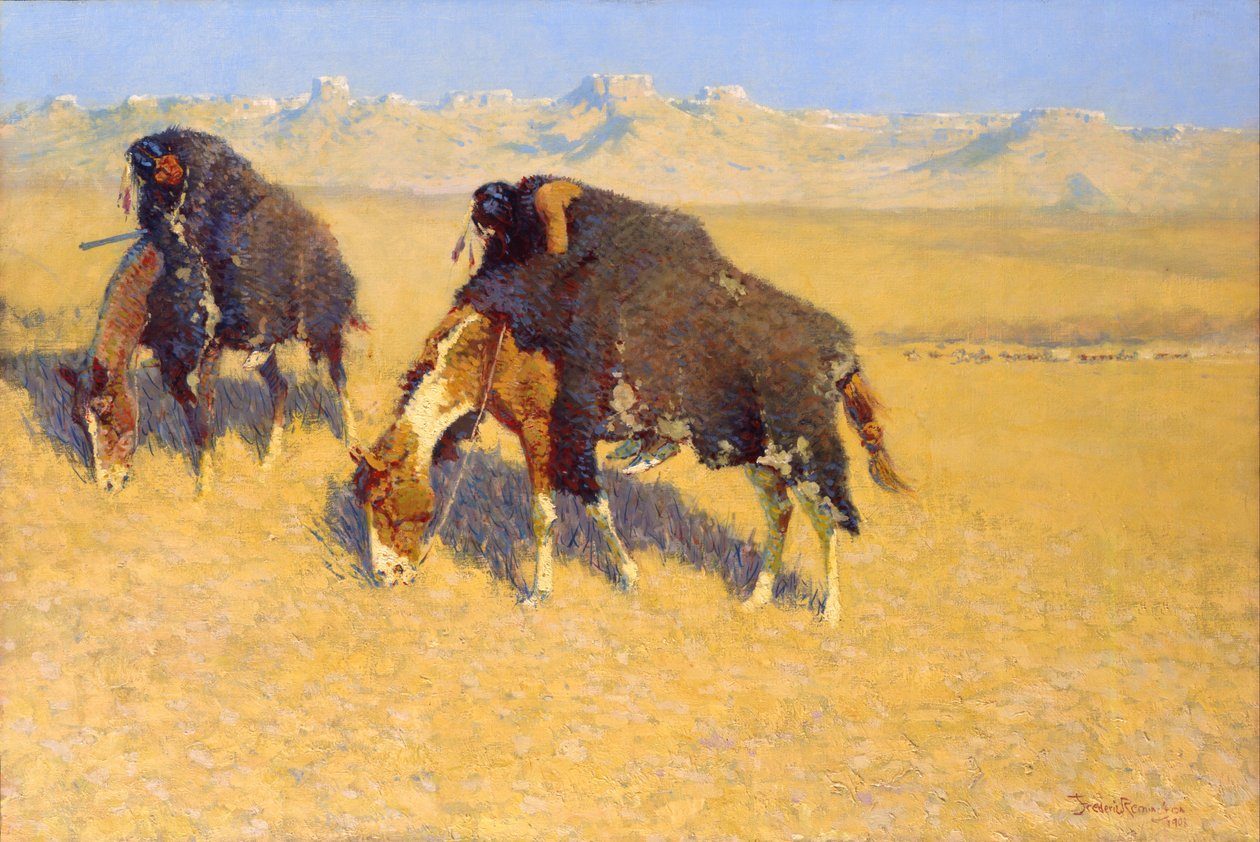 Indianen simuleren buffels door Frederic Remington