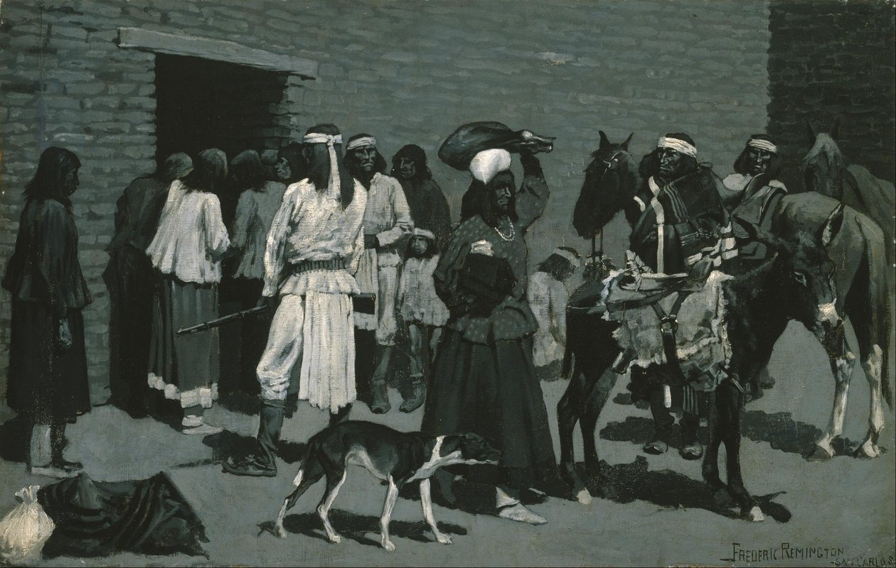 Indiaans dorp door Frederic Remington